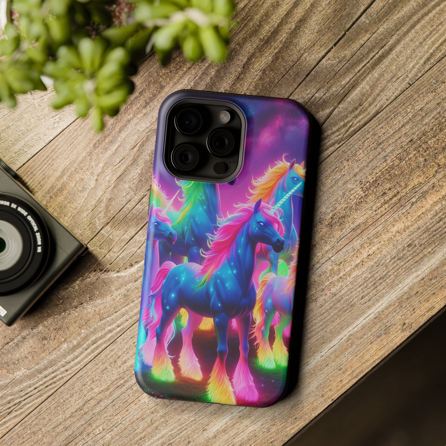 Neon Unicorn Congregation Neon Unicorns Premium Art Magsafe Magnet Tough IPhone 13 14 15 Pro Plus Max and Mini in Matte and Glossy Phone cases
