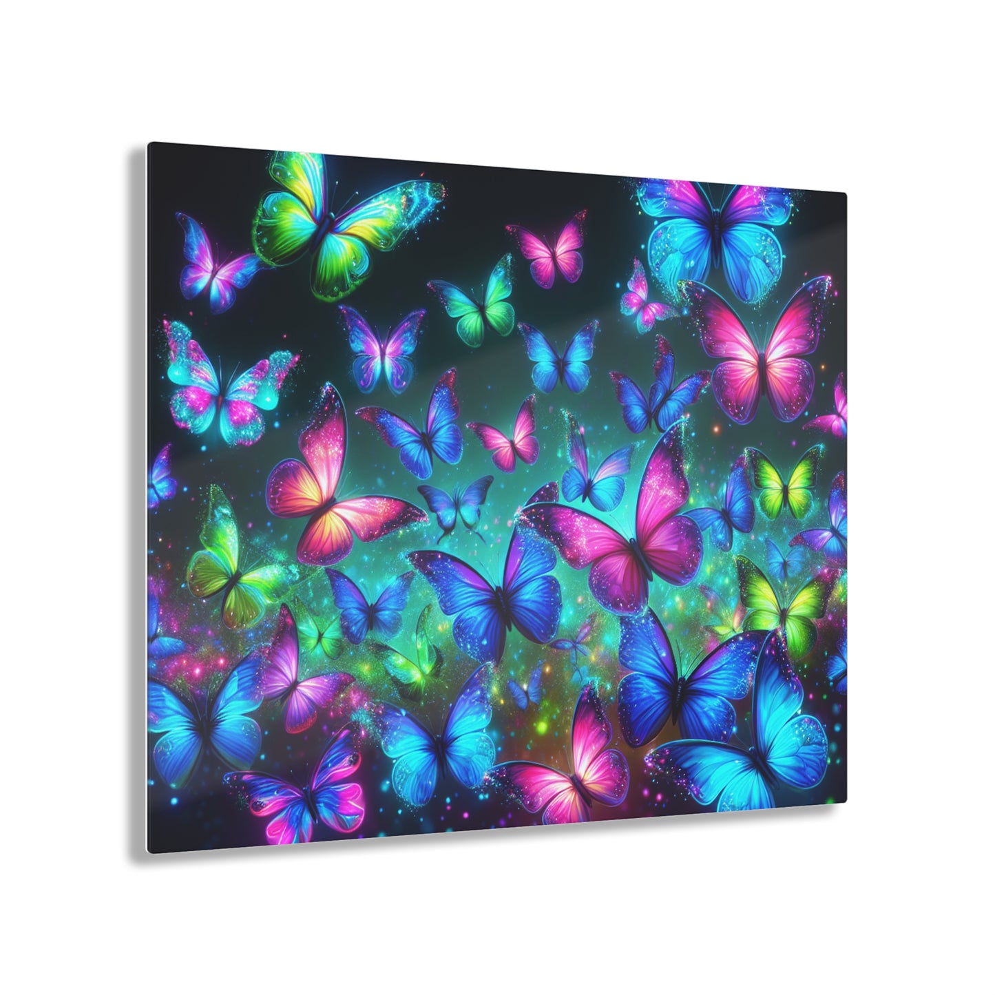 "Glowing Prismatic Butterflies" NEON Butterflies Art 1/4" Glossy Acrylic Art