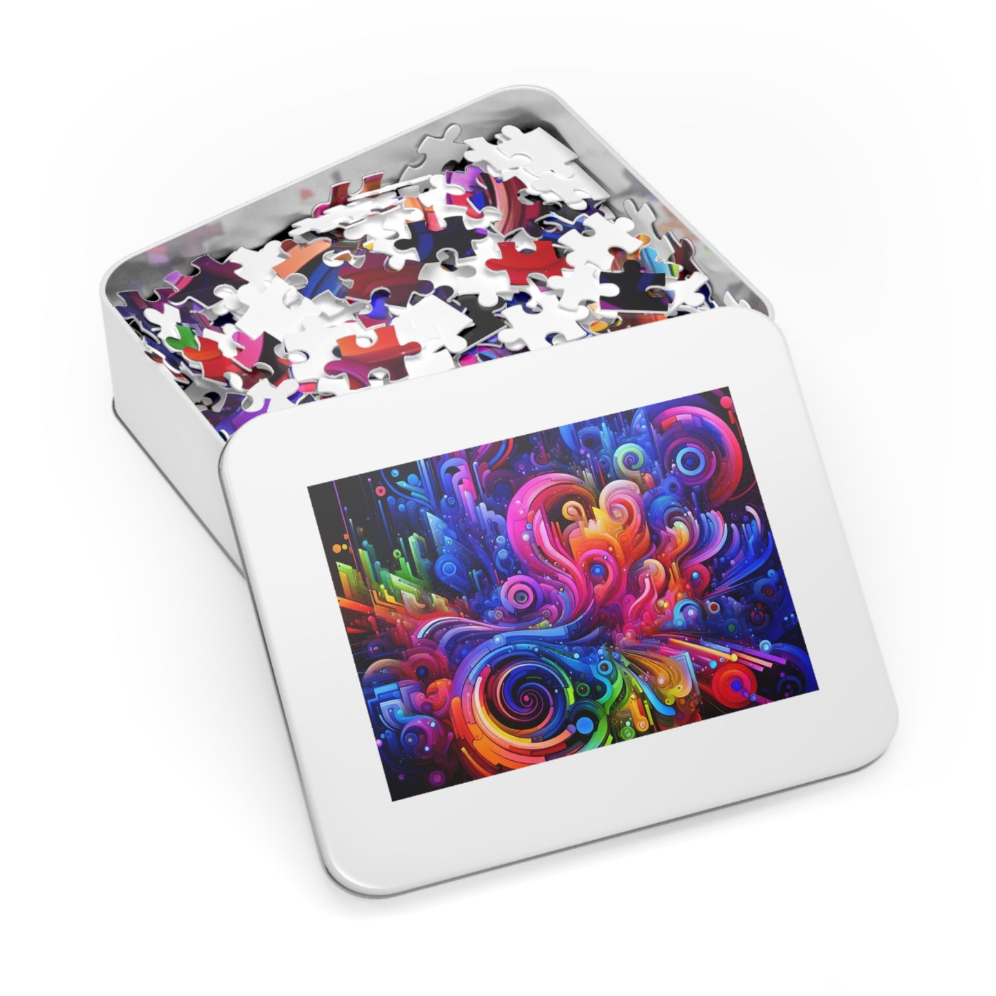 "Neon Flux" - Neon Trippy Infinity Patterns Puzzle 30, 110, 252, and 1000 Pieces