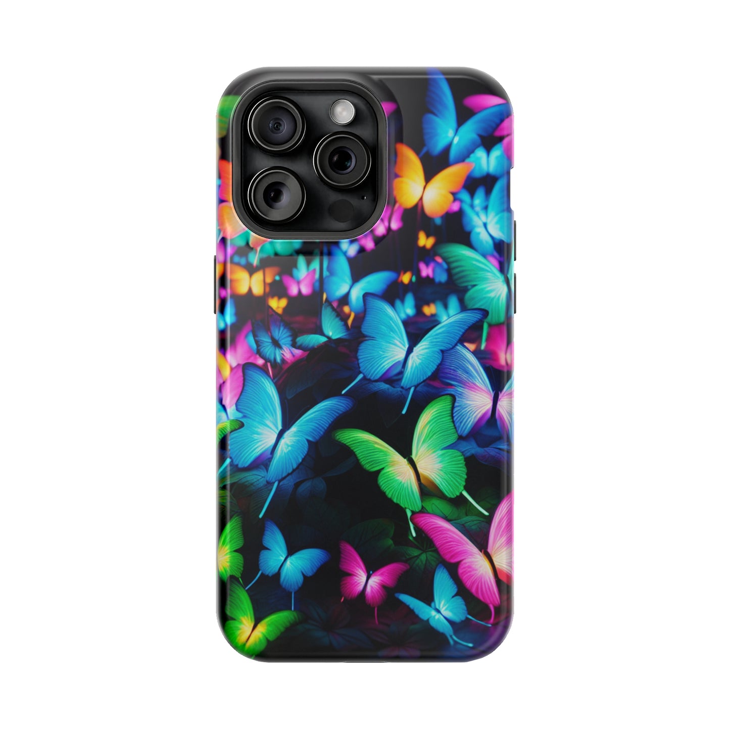 "Neon Butterfly Luridrainbow". Neon Butterflies Premium Art Magsafe Magnet Tough IPhone 13 14 15 Pro Plus Max and Mini in Matte and Glossy Phone cases