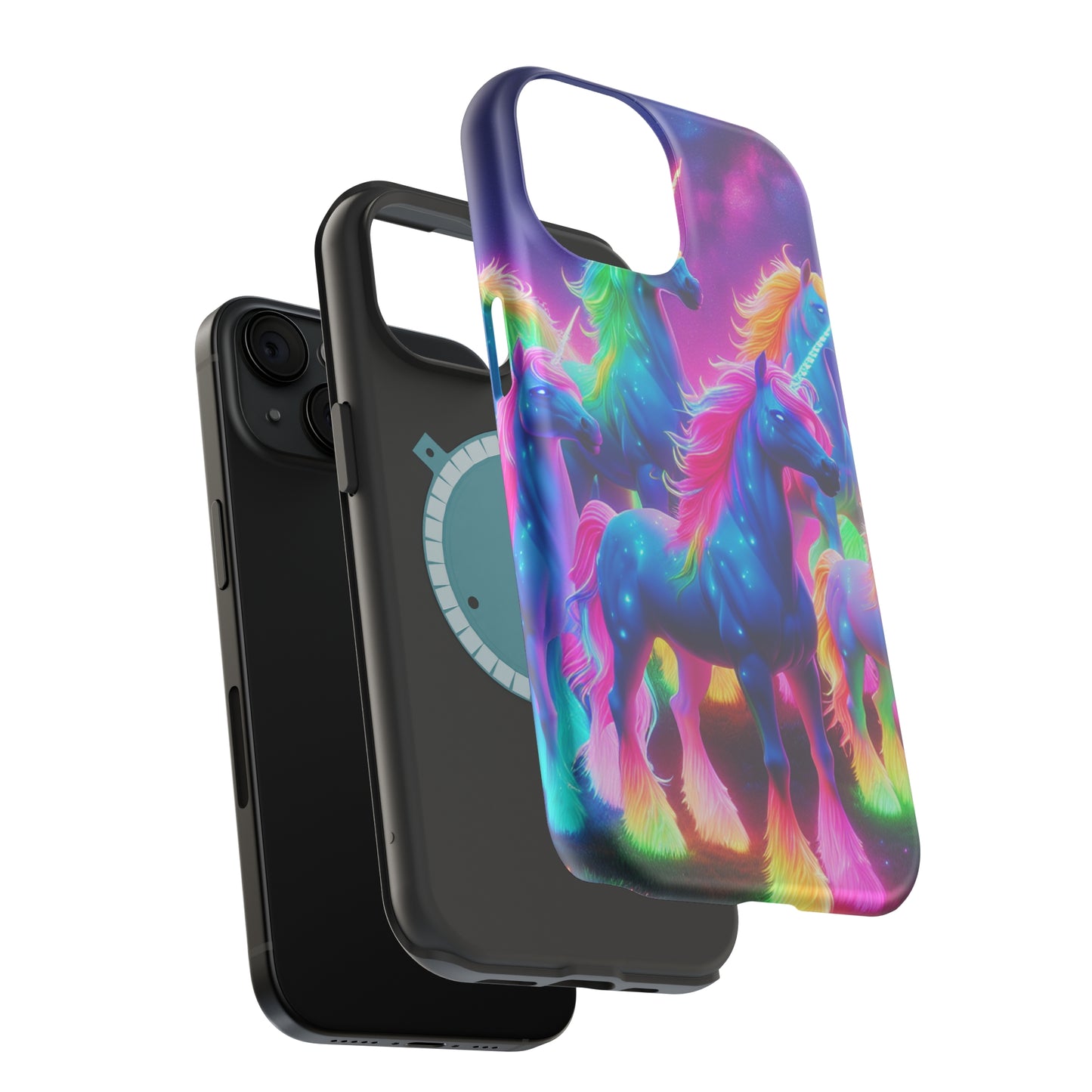 Neon Unicorn Congregation Neon Unicorns Premium Art Magsafe Magnet Tough IPhone 13 14 15 Pro Plus Max and Mini in Matte and Glossy Phone cases