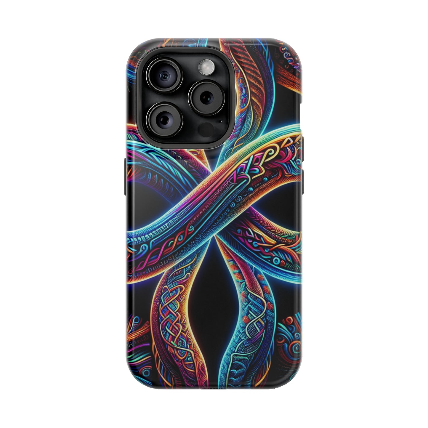 Vibrant Infinity Nocturne Neon Trippy Infinity Patterns Premium Art Magsafe Magnet Tough IPhone 13 14 15 Pro Plus Max and Mini in Matte and Glossy Phone cases