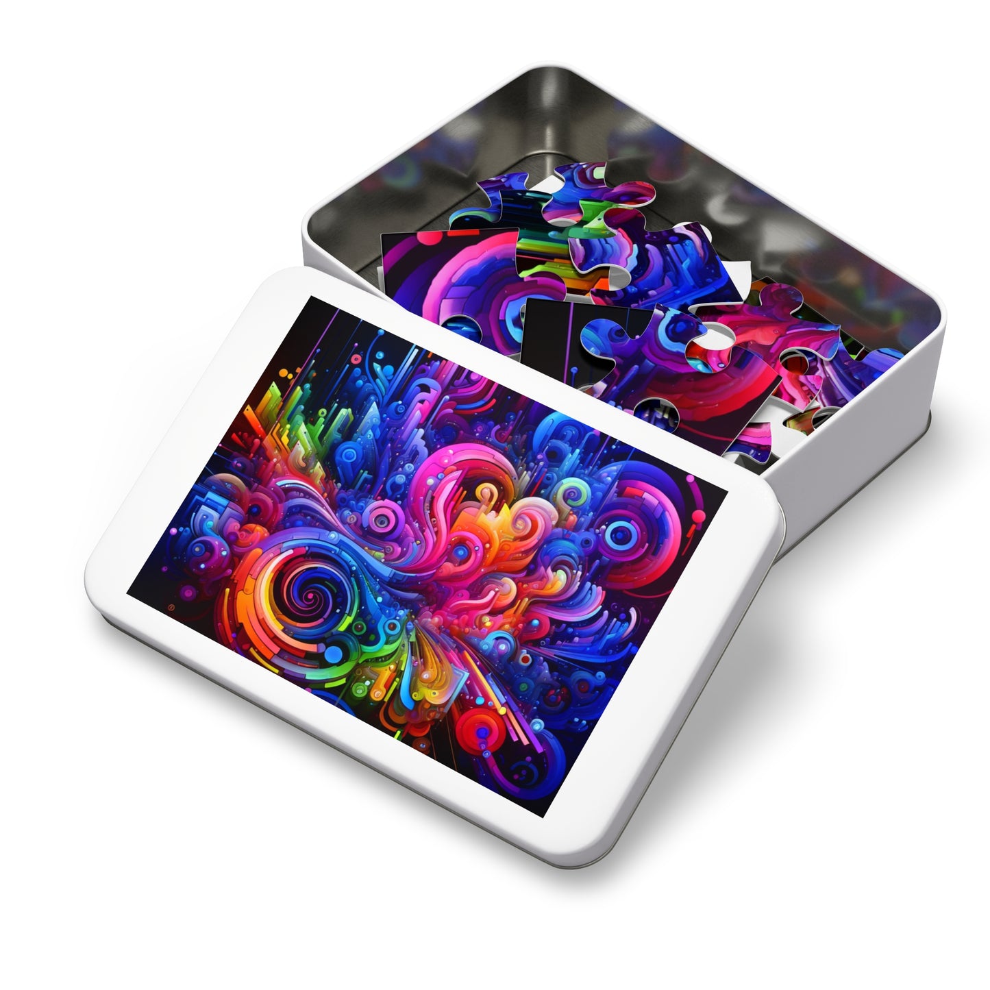 "Neon Flux" - Neon Trippy Infinity Patterns Puzzle 30, 110, 252, and 1000 Pieces