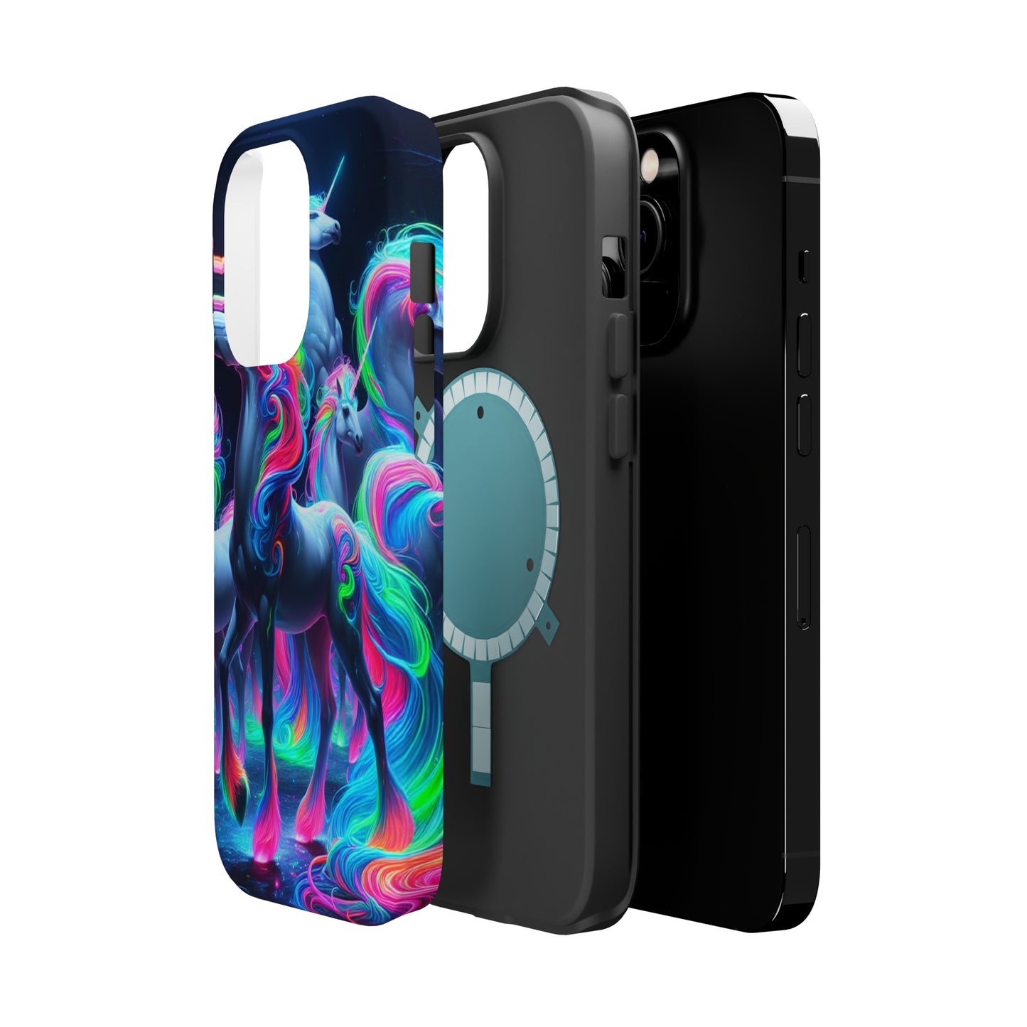 Neon Unicorn Prism. Neon Unicorns Premium Art Magsafe Magnet Tough IPhone 13 14 15 Pro Plus Max and Mini in Matte and Glossy Phone cases