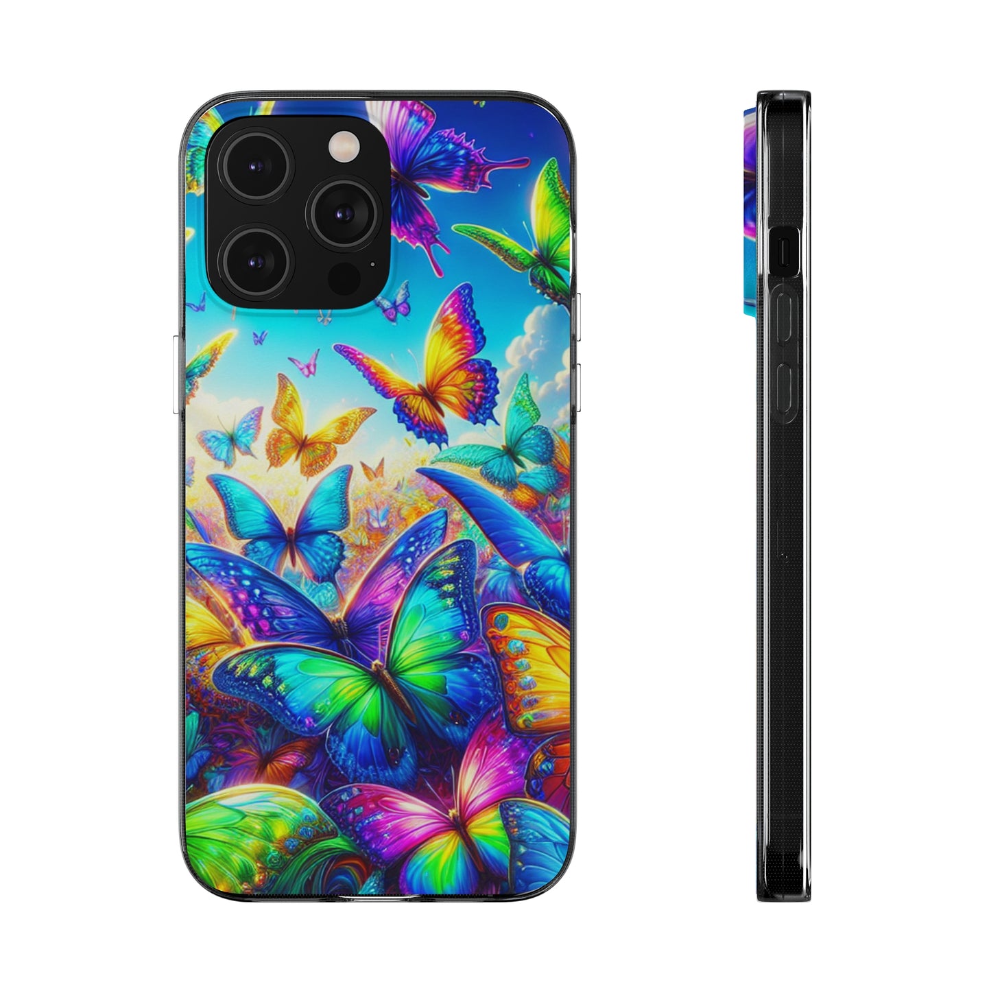 "Neon Brilliance" NEON Butterflies Art Polycarbonate Phone Case Samsung Galaxy s21 s22 Google Pixel 6 Iphone 11 12 13 14 Pro Max Mini Plus