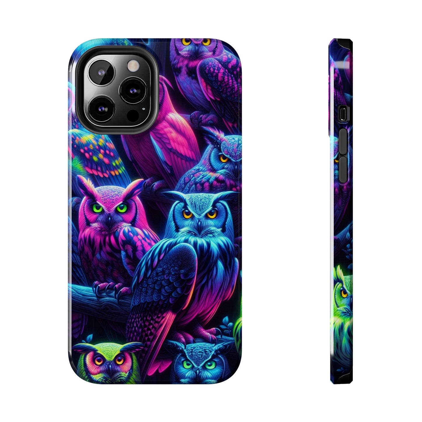 "Vivid Neon Nocturnal Symphony" NEON Owls Tough Phone Case