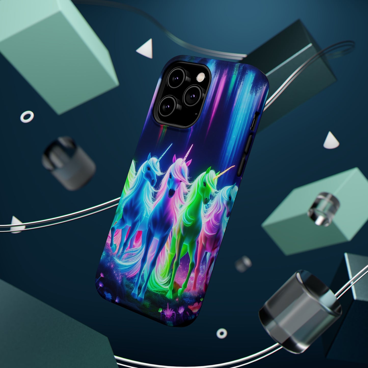 Neon Unicorn Pods. Neon Unicorns Premium Art Magsafe Magnet Tough IPhone 13 14 15 Pro Plus Max and Mini in Matte and Glossy Phone cases