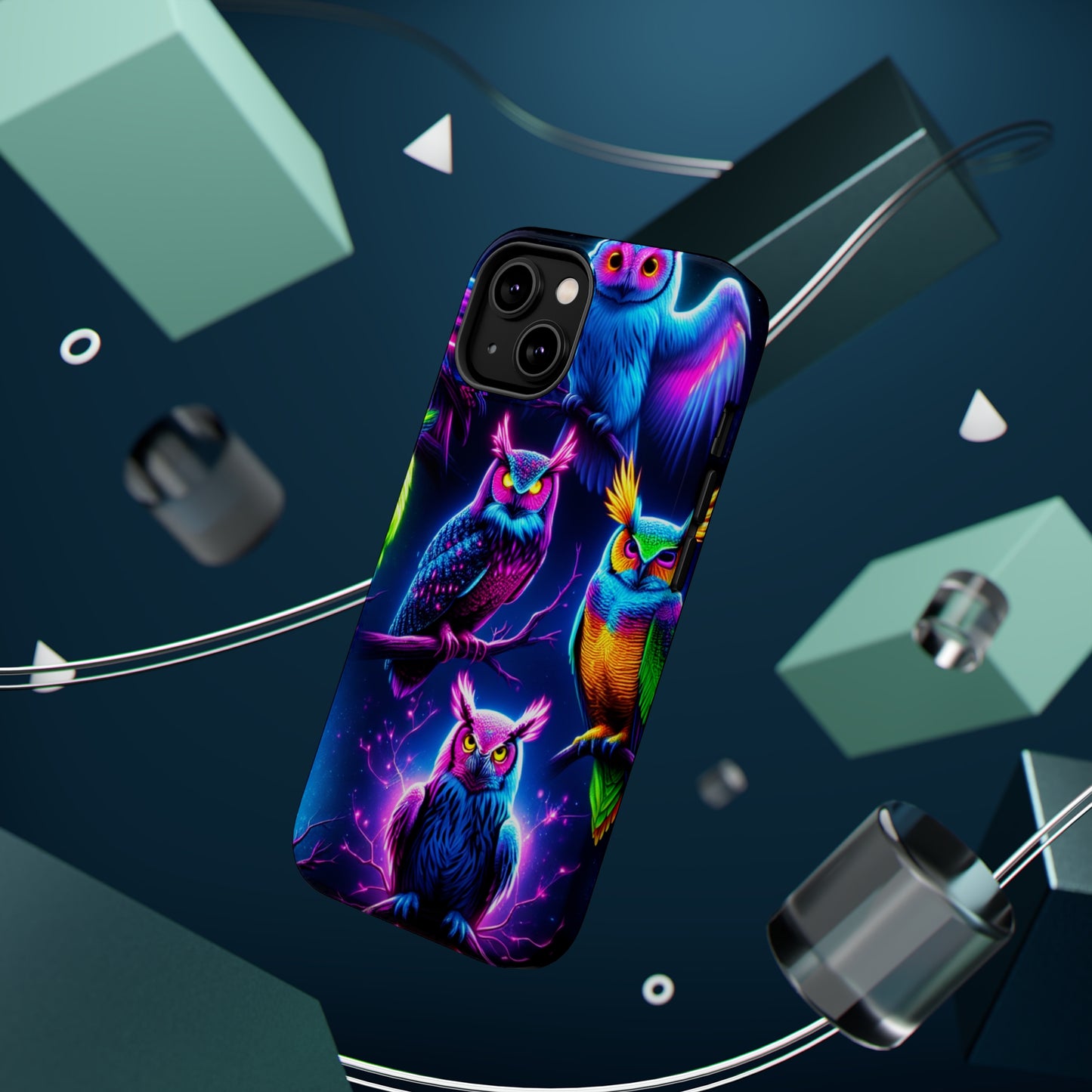 Neon Owlfection. Neon Owls Premium Art Magsafe Magnet Tough IPhone 13 14 15 Pro Plus Max and Mini in Matte and Glossy Phone cases