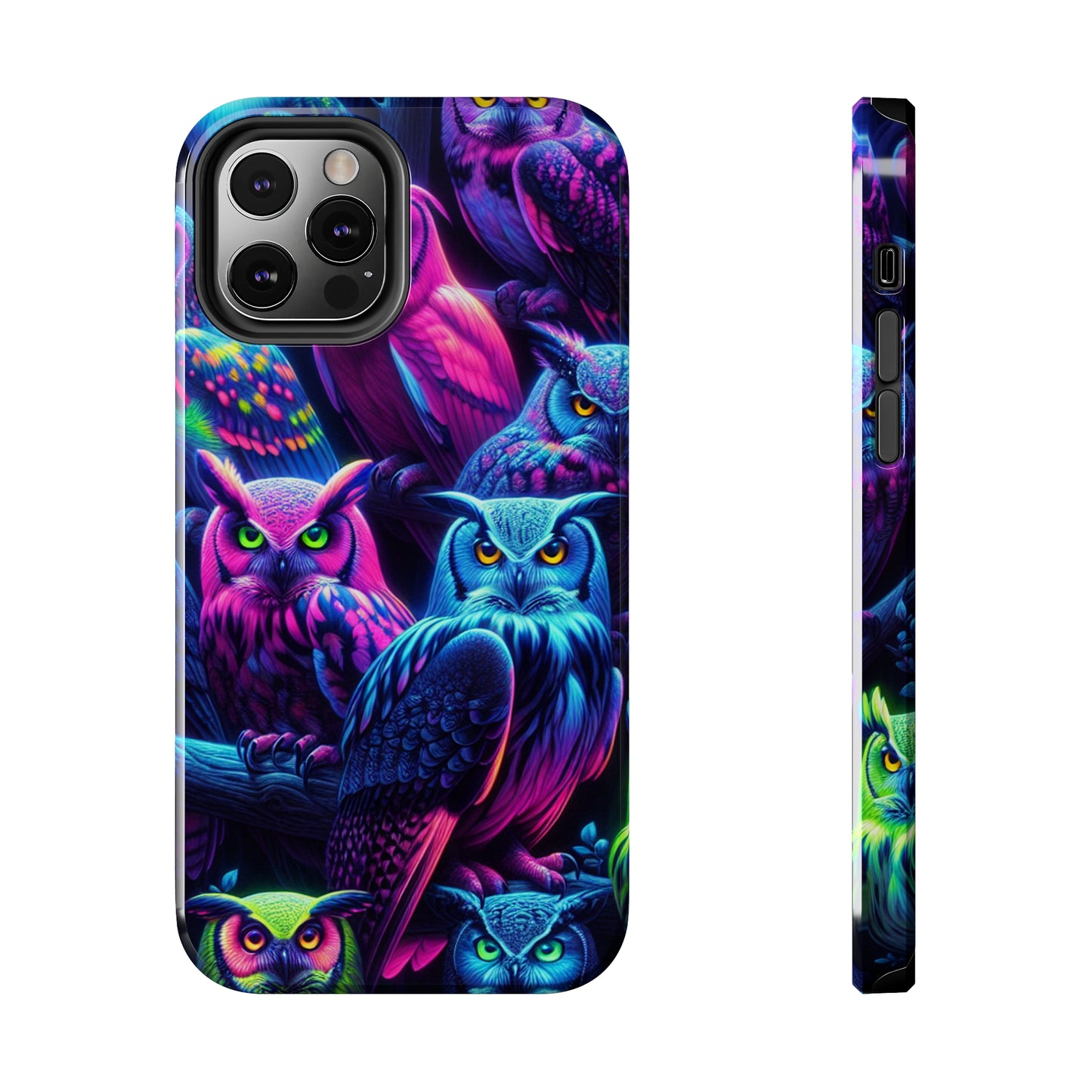 "Vivid Neon Nocturnal Symphony" NEON Owls Tough Phone Case