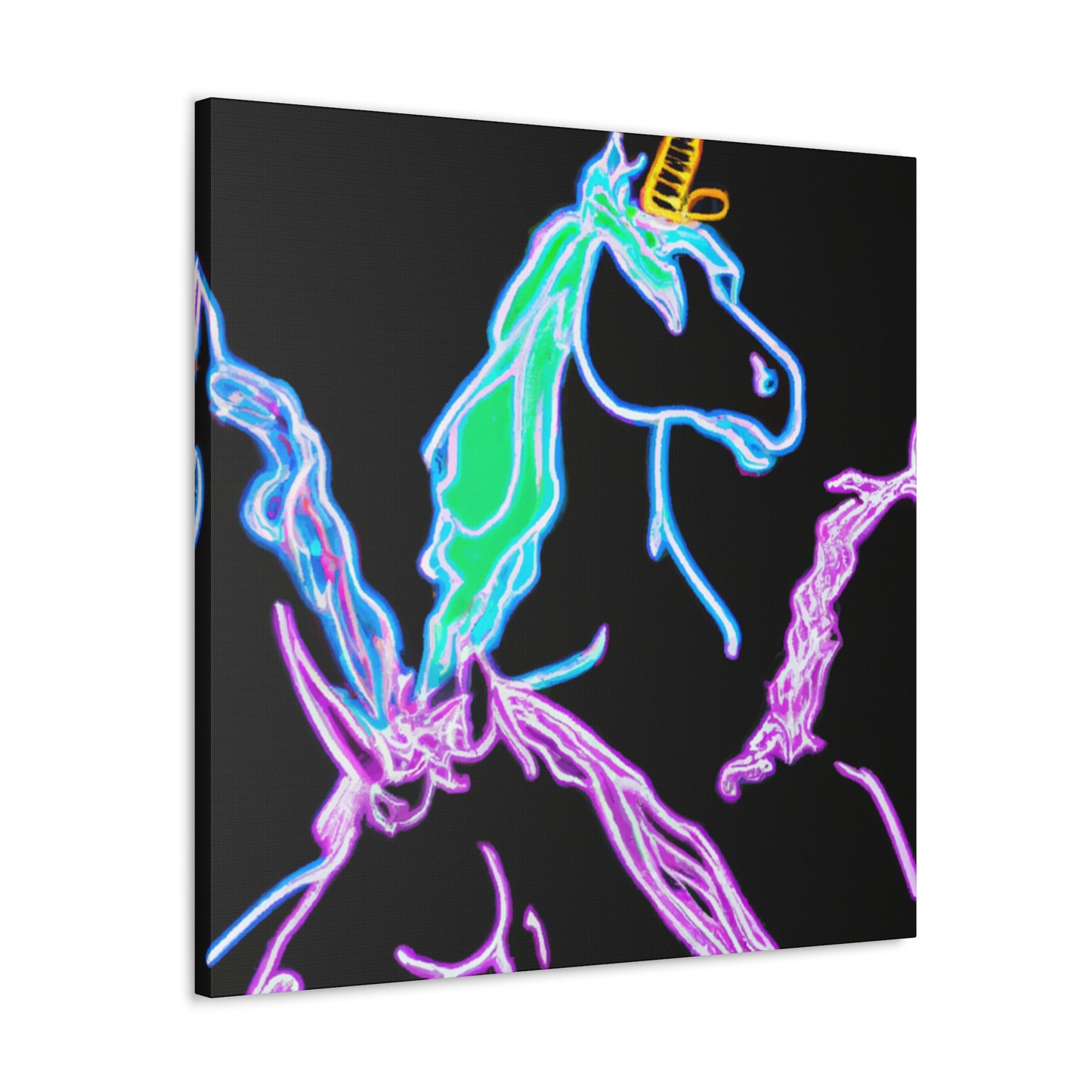 "Galactic Shebang of Neon Unicorns" NEON Unicorns Art Canvas