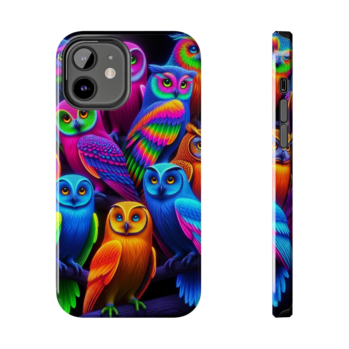 "Electric Vivid Night Owls" NEON Owls Tough Phone Case