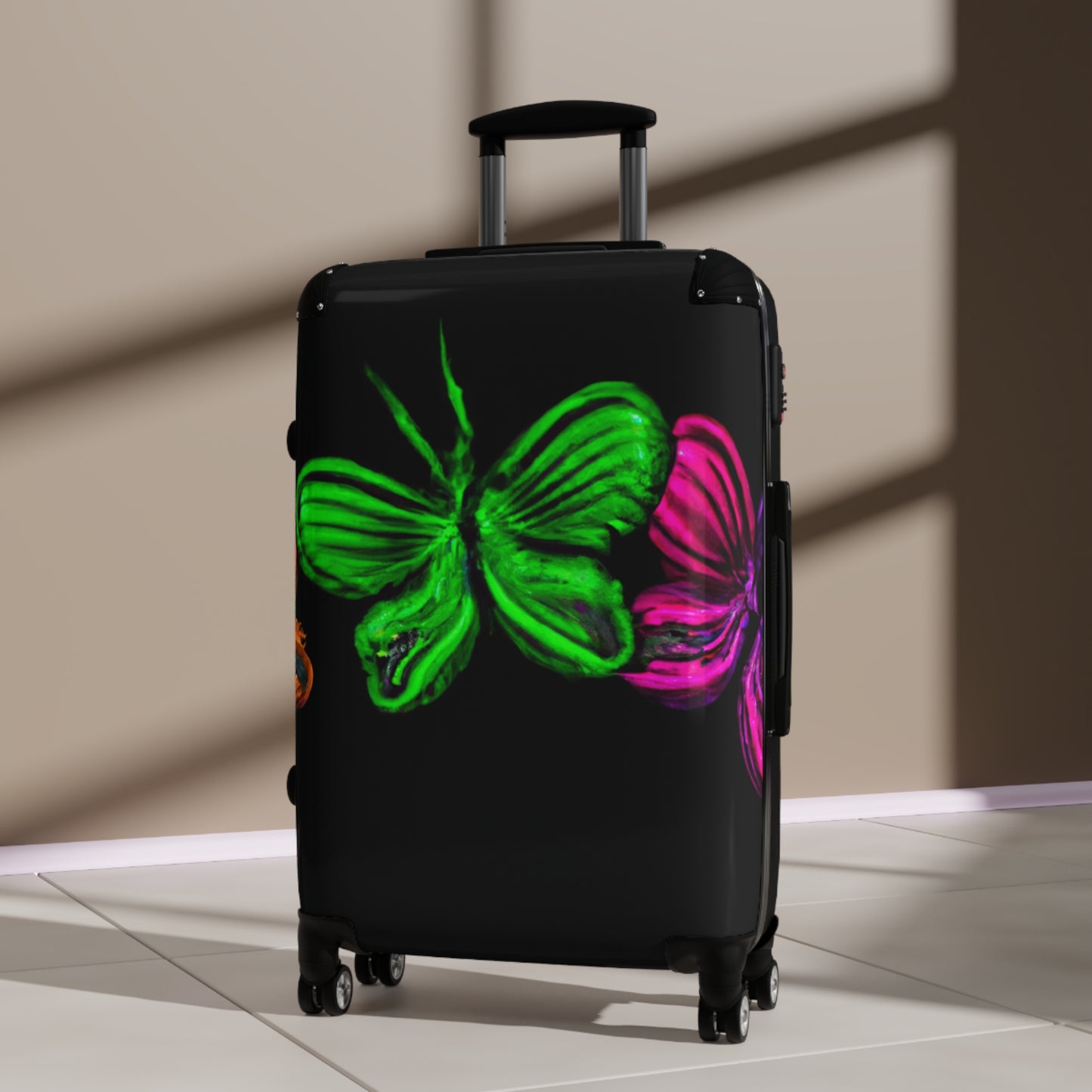 "Spectrum of Technicolor Butterflies" - Neon Butterflies Suitcase