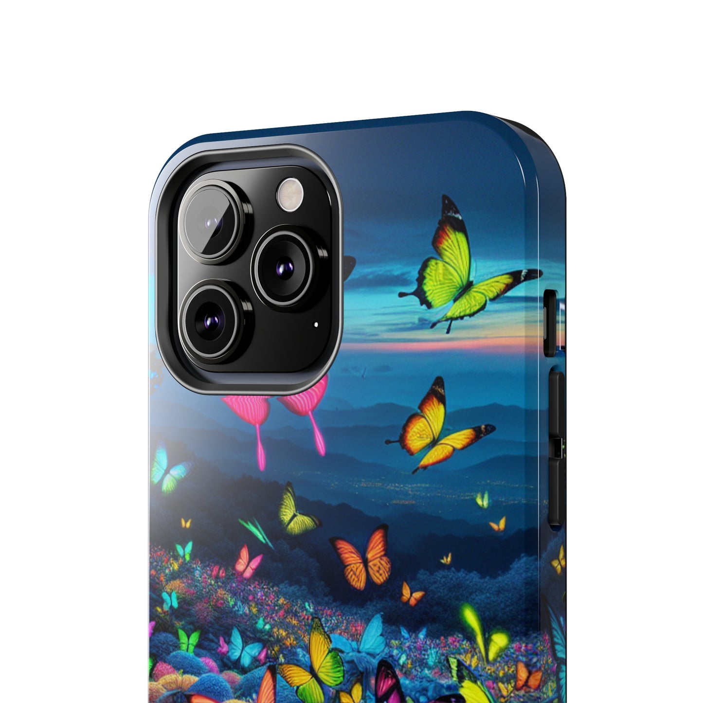 "Neon Flight Spectacle" NEON Butterflies Tough Phone Case Iphone 6 7 8 9 10 11 12 13 14 SE X XR XS Pro Max Mini Plus