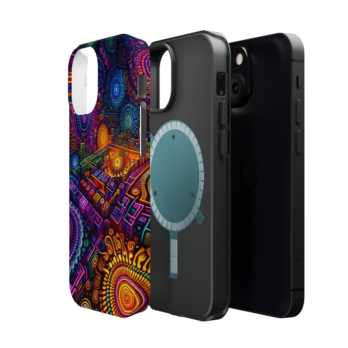 Vivid Voyage of Infinity Neon Splendor. Neon Trippy Infinity Patterns Premium Art Magsafe Magnet Tough IPhone 13 14 15 Pro Plus Max and Mini in Matte and Glossy Phone cases