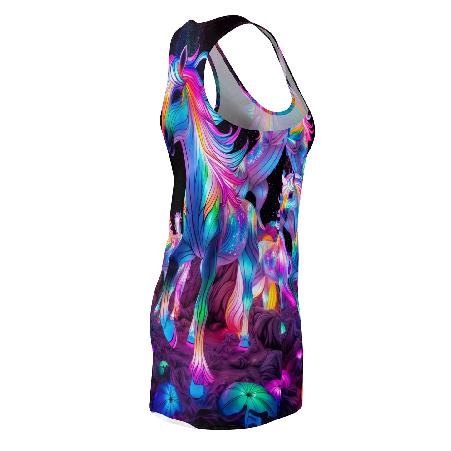 Vibrant Neon Unicorns. Neon Unicorns Racerback Dress