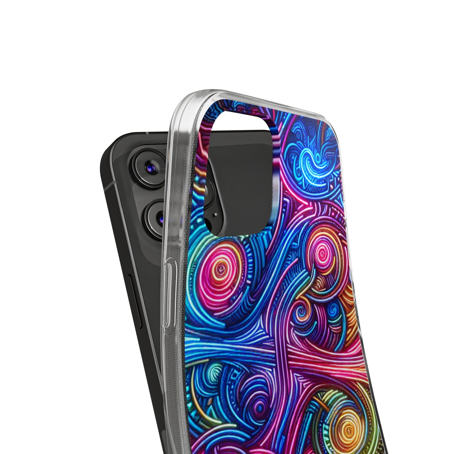 Vibrant Trippy Neon Infinity Ripples. Infinity Patterns Art Polycarbonate Phone Case Samsung Galaxy s21 s22 Google Pixel 6 Iphone 11 12 13 14 Pro Max Mini Plus
