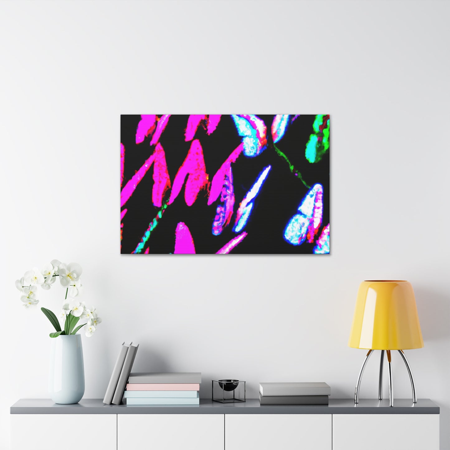 "Neon-Butterfly Prism" Neon Butterflies Art Canvas