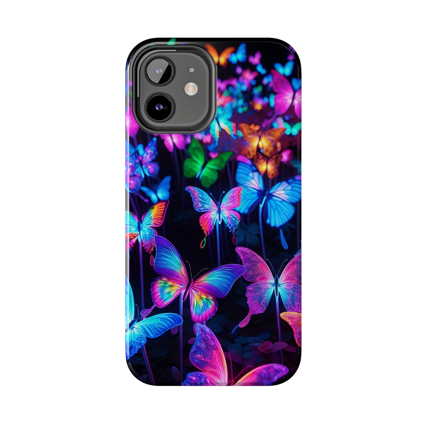 "Neon Flutterby Lights" NEON Butterflies Tough Phone Case