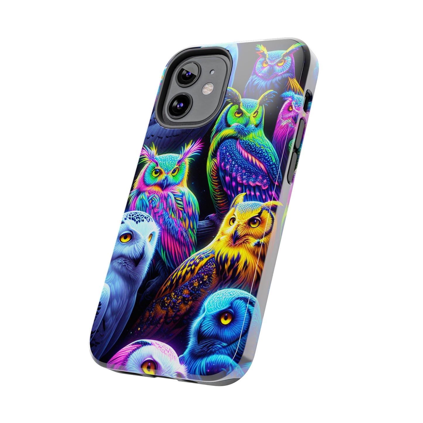 'Flock of Electric Flamses' NEON Owls Tough Phone Case