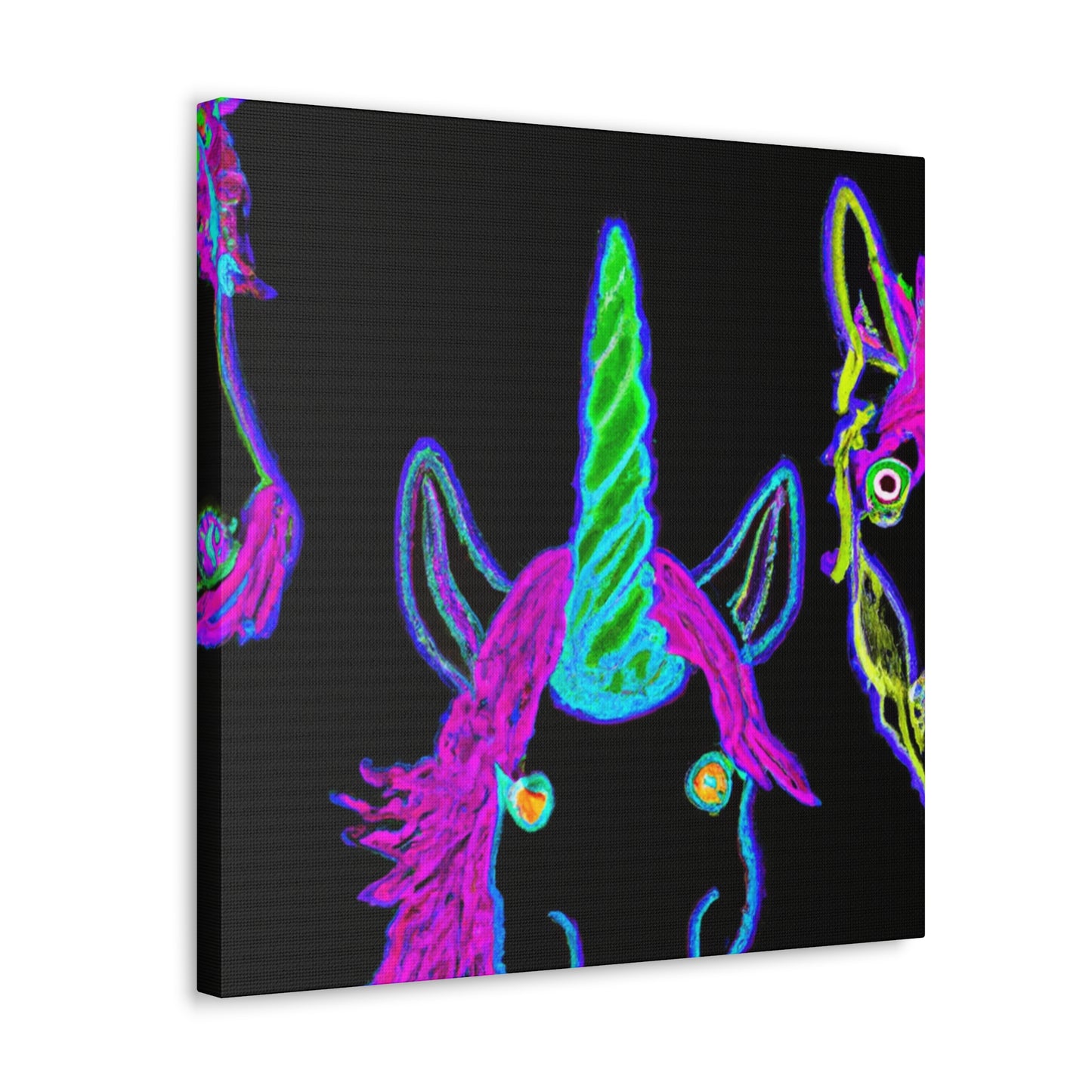 Vibrant Neon Magic. NEON Unicorns Art Canvas