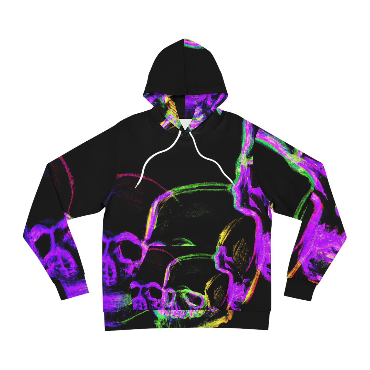 Vividly Purple Pulchritude - NEON Human Skulls AOP Hoodie