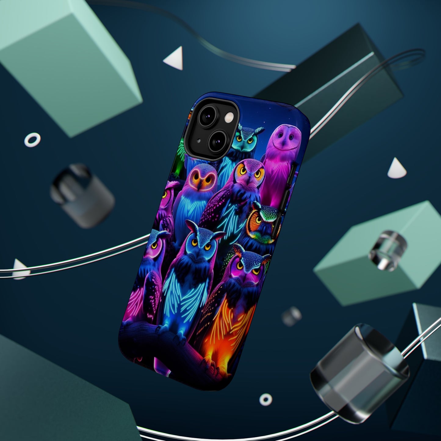 Neon Nocturne Owls. Neon Owls Premium Art Magsafe Magnet Tough IPhone 13 14 15 Pro Plus Max and Mini in Matte and Glossy Phone cases