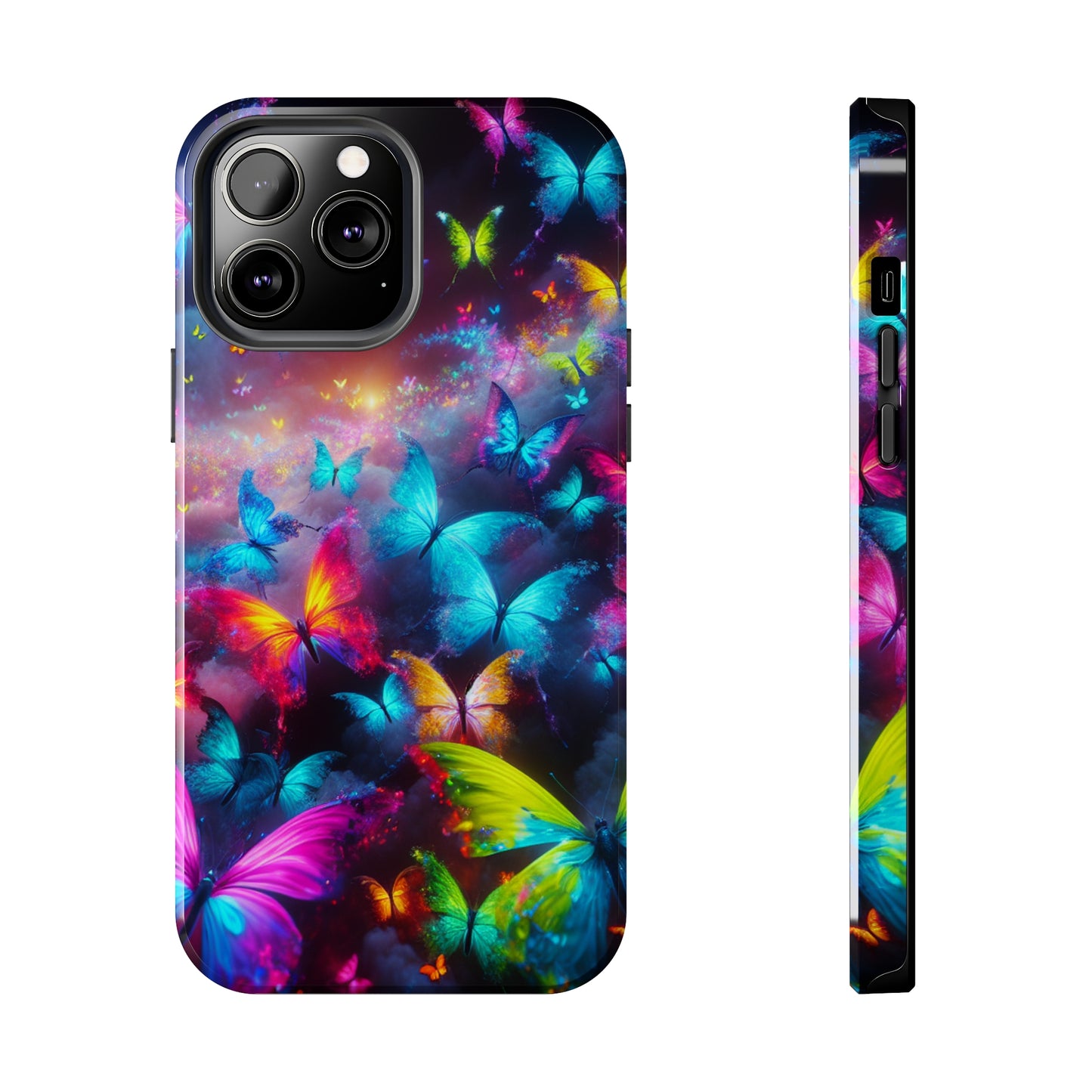 "Neon Flutterings" NEON Butterflies Tough Phone Case Iphone 7 8 9 10 11 12 13 14 SE X XR XS Pro Max Mini Plus