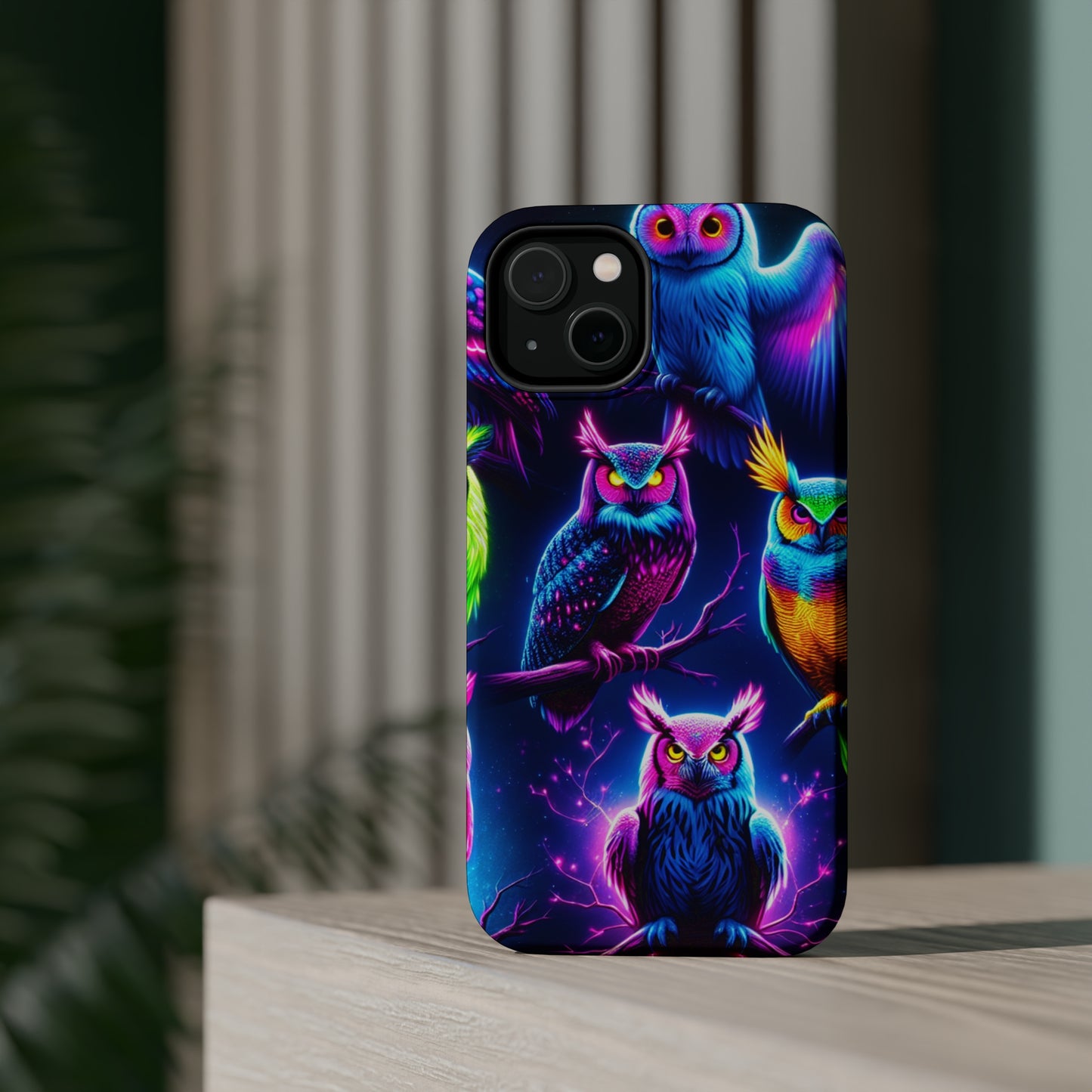 Neon Owlfection. Neon Owls Premium Art Magsafe Magnet Tough IPhone 13 14 15 Pro Plus Max and Mini in Matte and Glossy Phone cases