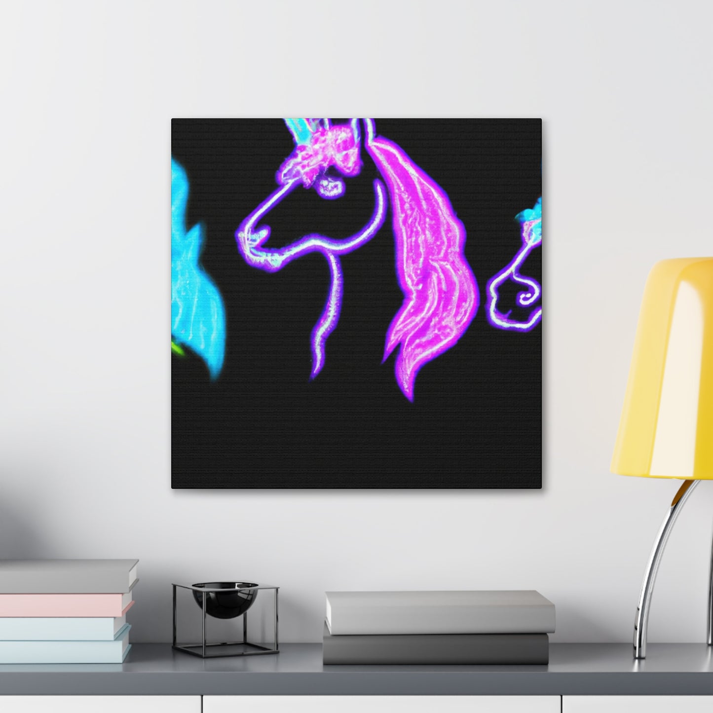 Neon Unicornscape. NEON Unicorns Art Canvas