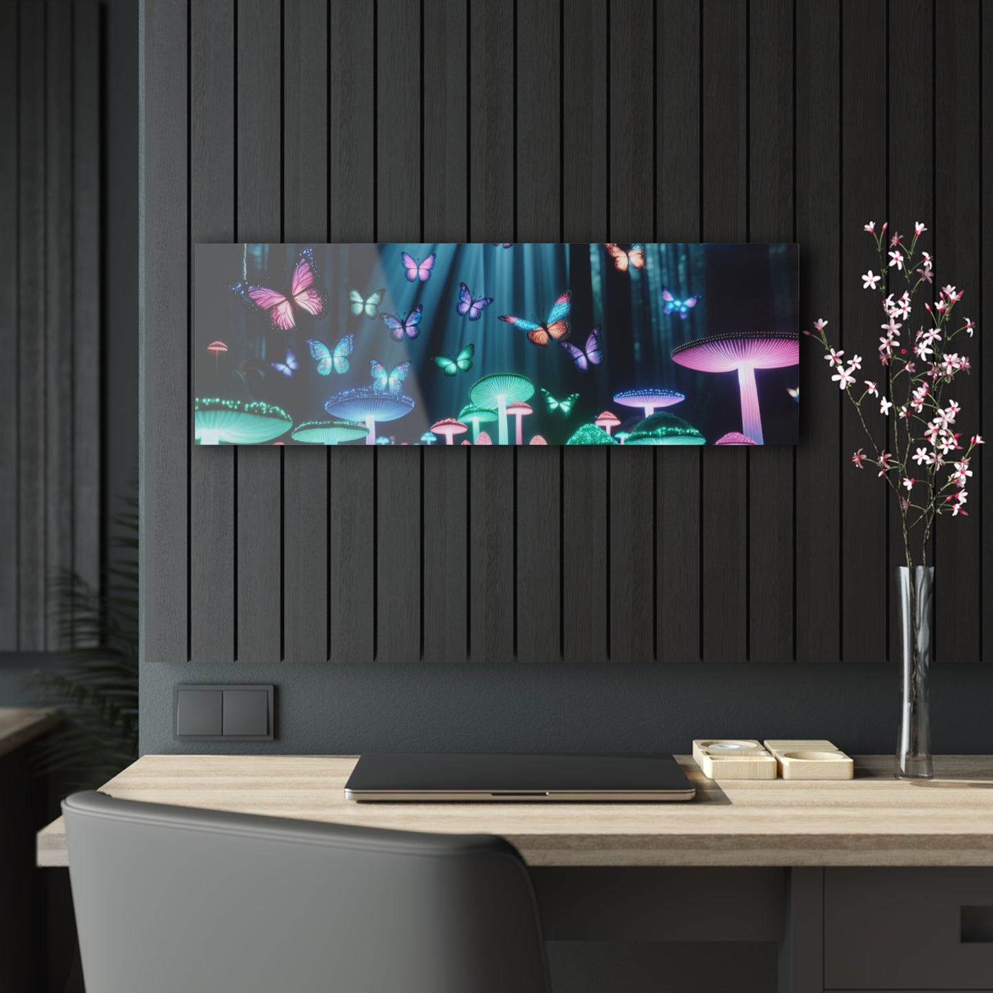 Neon Nature Fantasy Butterflies & Mushrooms 1/4" Glossy Acrylic Art