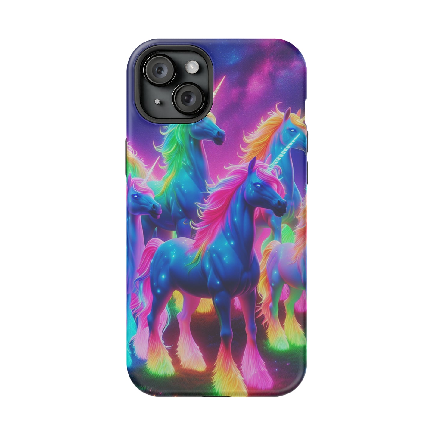 Neon Unicorn Congregation Neon Unicorns Premium Art Magsafe Magnet Tough IPhone 13 14 15 Pro Plus Max and Mini in Matte and Glossy Phone cases