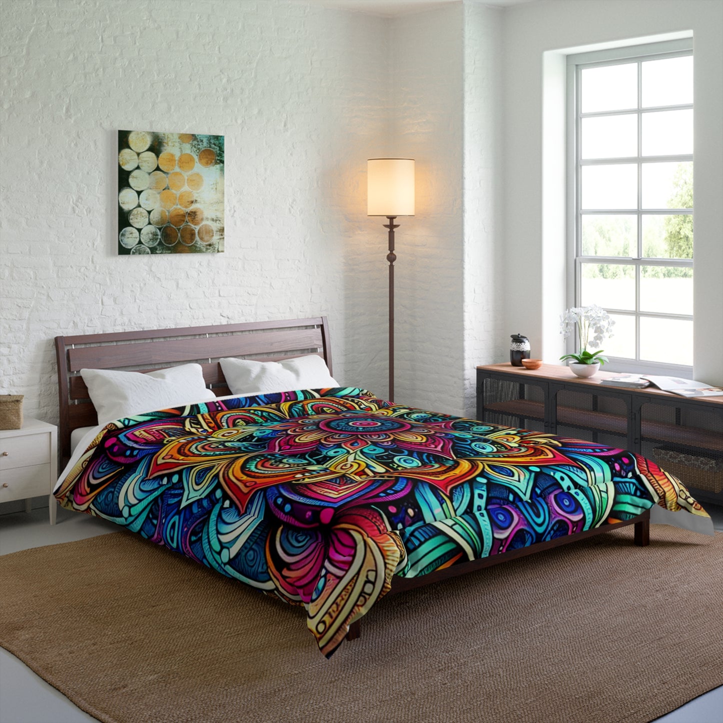 Neon Insanity Maze. Trippy Infinity Patterns Comforter Blanket