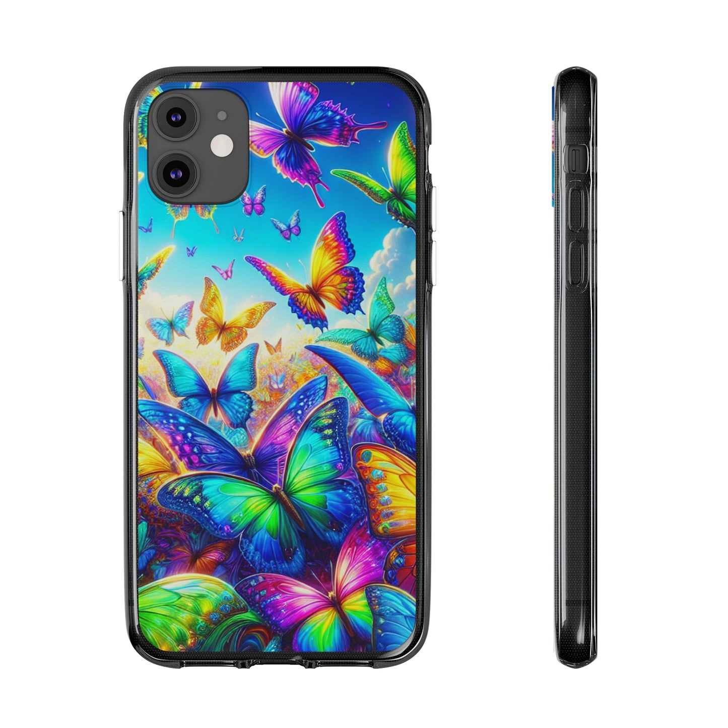 "Neon Brilliance" NEON Butterflies Art Polycarbonate Phone Case Samsung Galaxy s21 s22 Google Pixel 6 Iphone 11 12 13 14 Pro Max Mini Plus