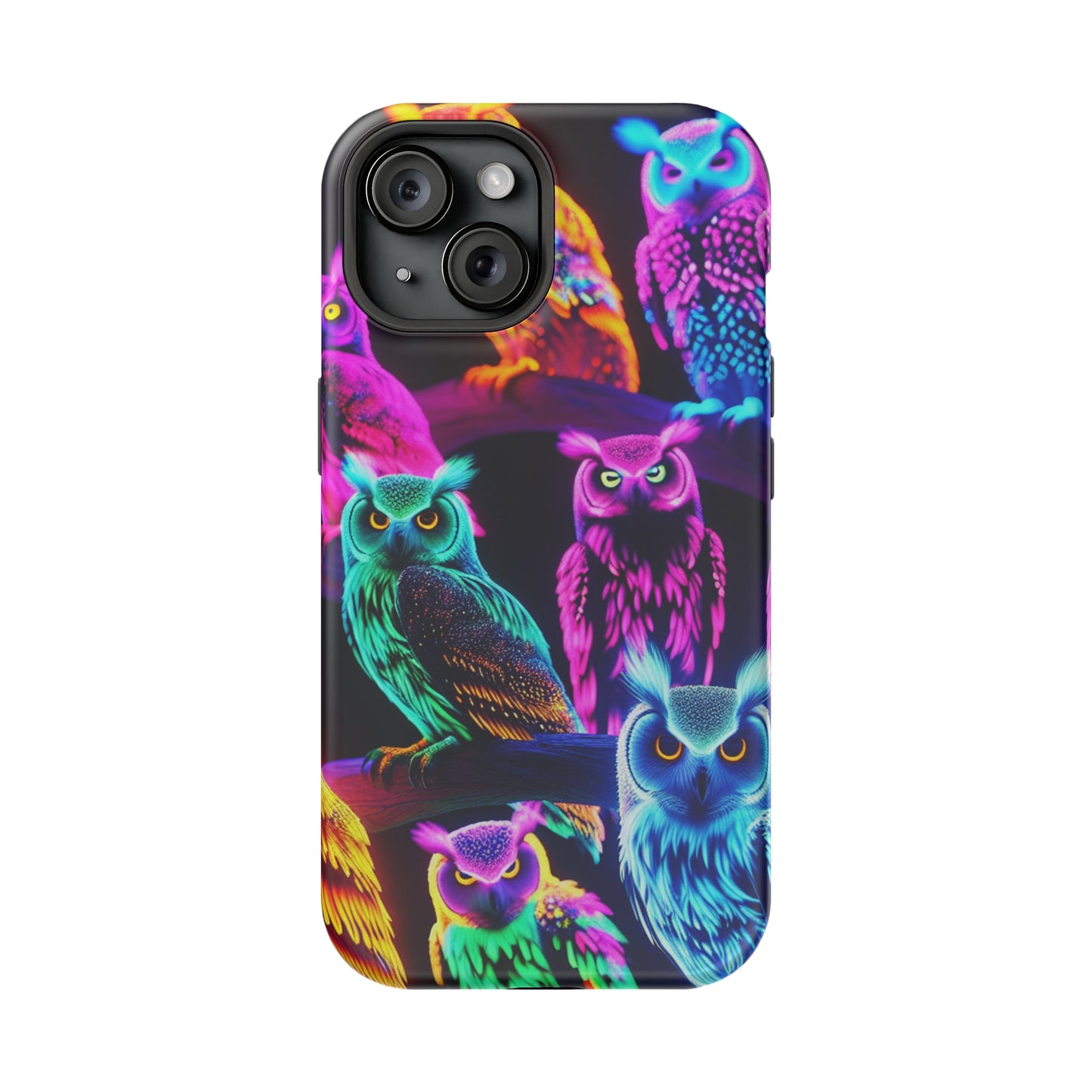 Neon Night Owls. Neon Owls Premium Art Magsafe Magnet Tough IPhone 13 14 15 Pro Plus Max and Mini in Matte and Glossy Phone cases