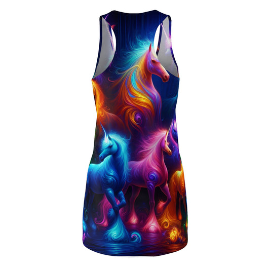 Neon Unicorn Splatter Neon Unicorns Racerback Dress