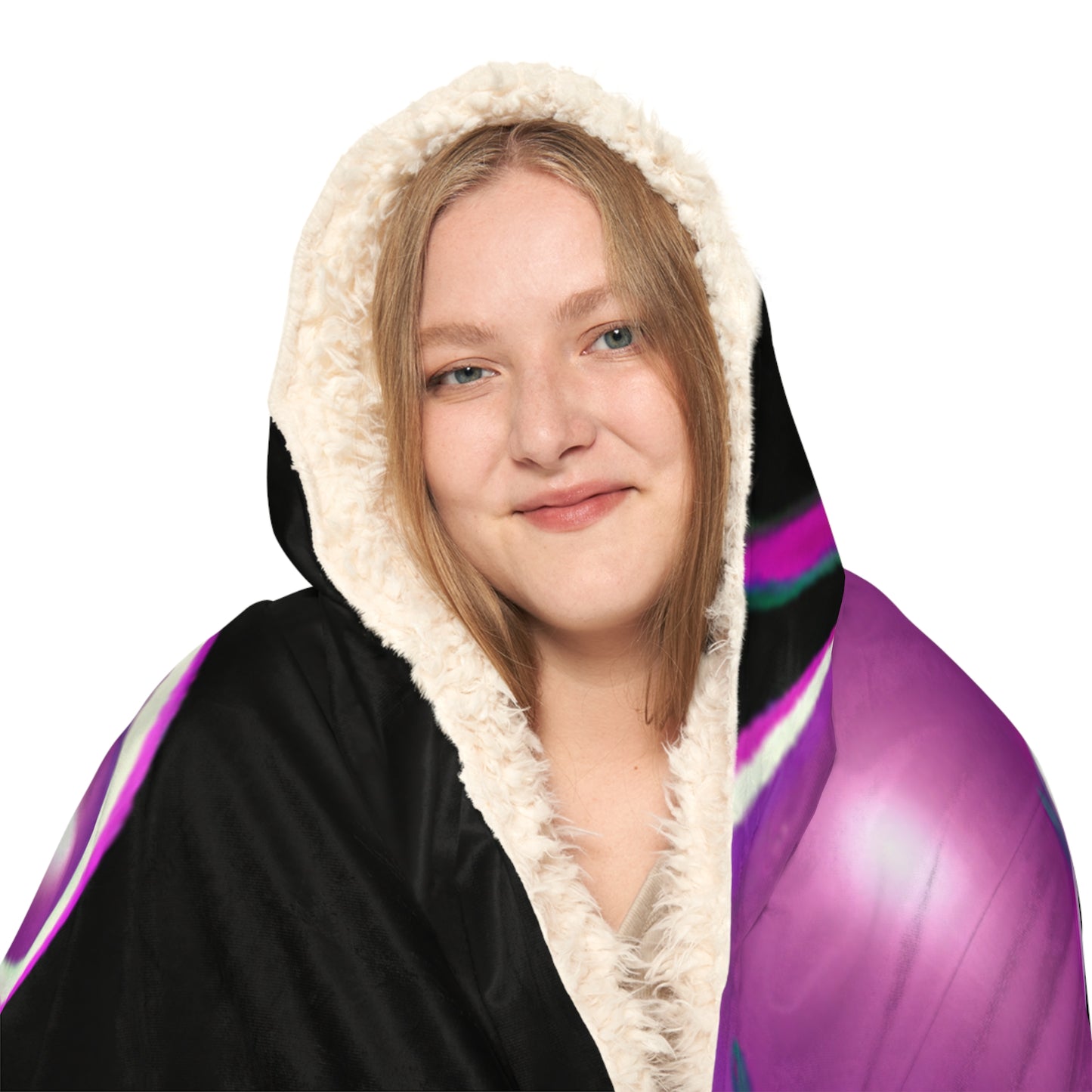 "Neon Flight" - NEON Butterflies Art Hooded Snuggle Blanket