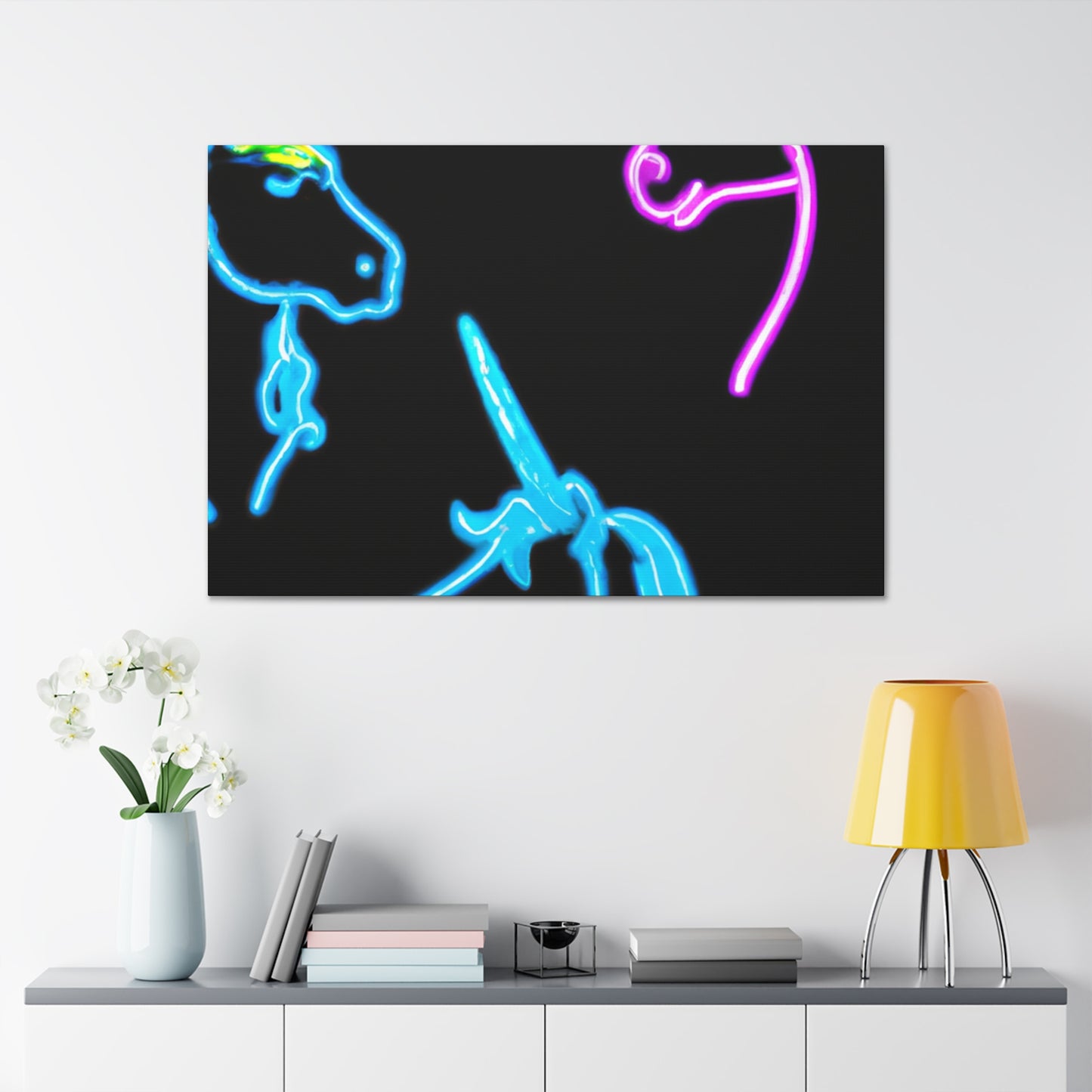 Vibrant Neon Fantasy NEON Unicorns Art Canvas
