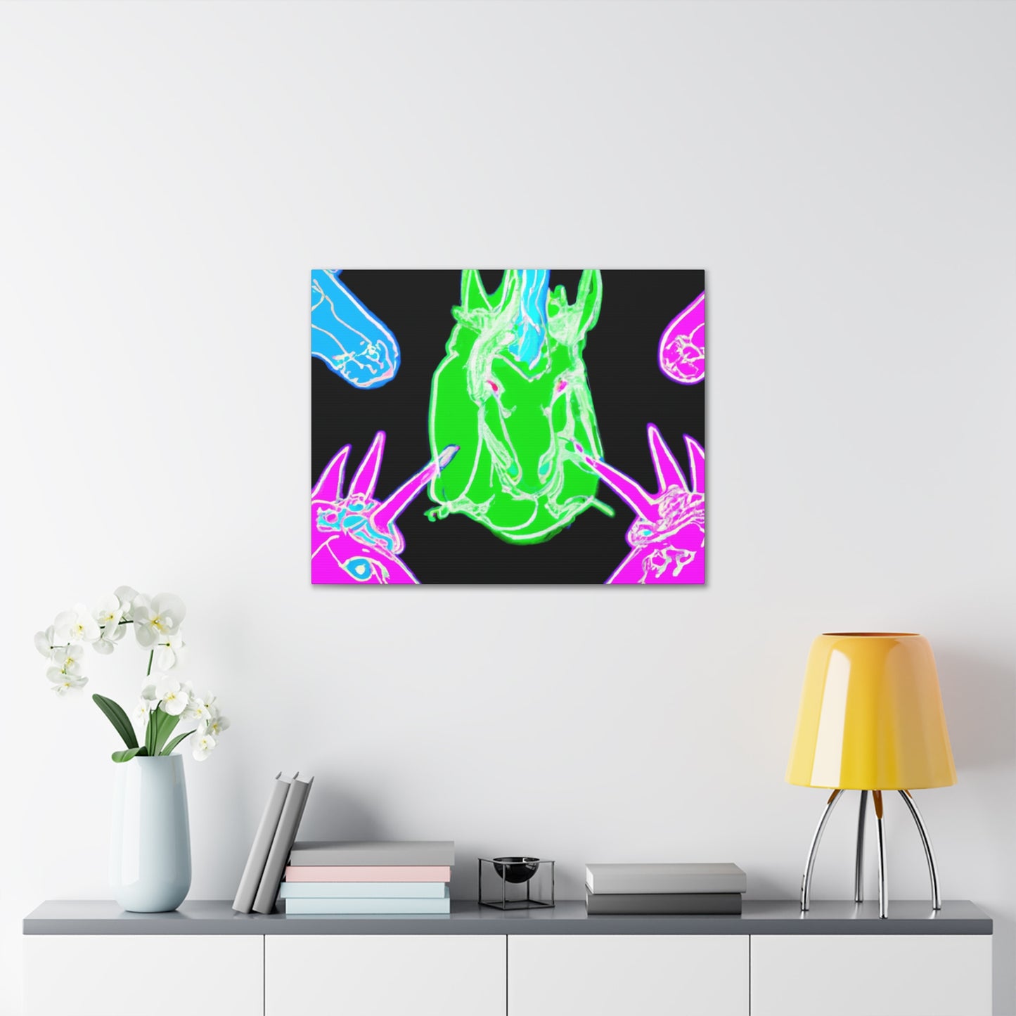 "Cosmic Mysticism" NEON Unicorns Art Canvas
