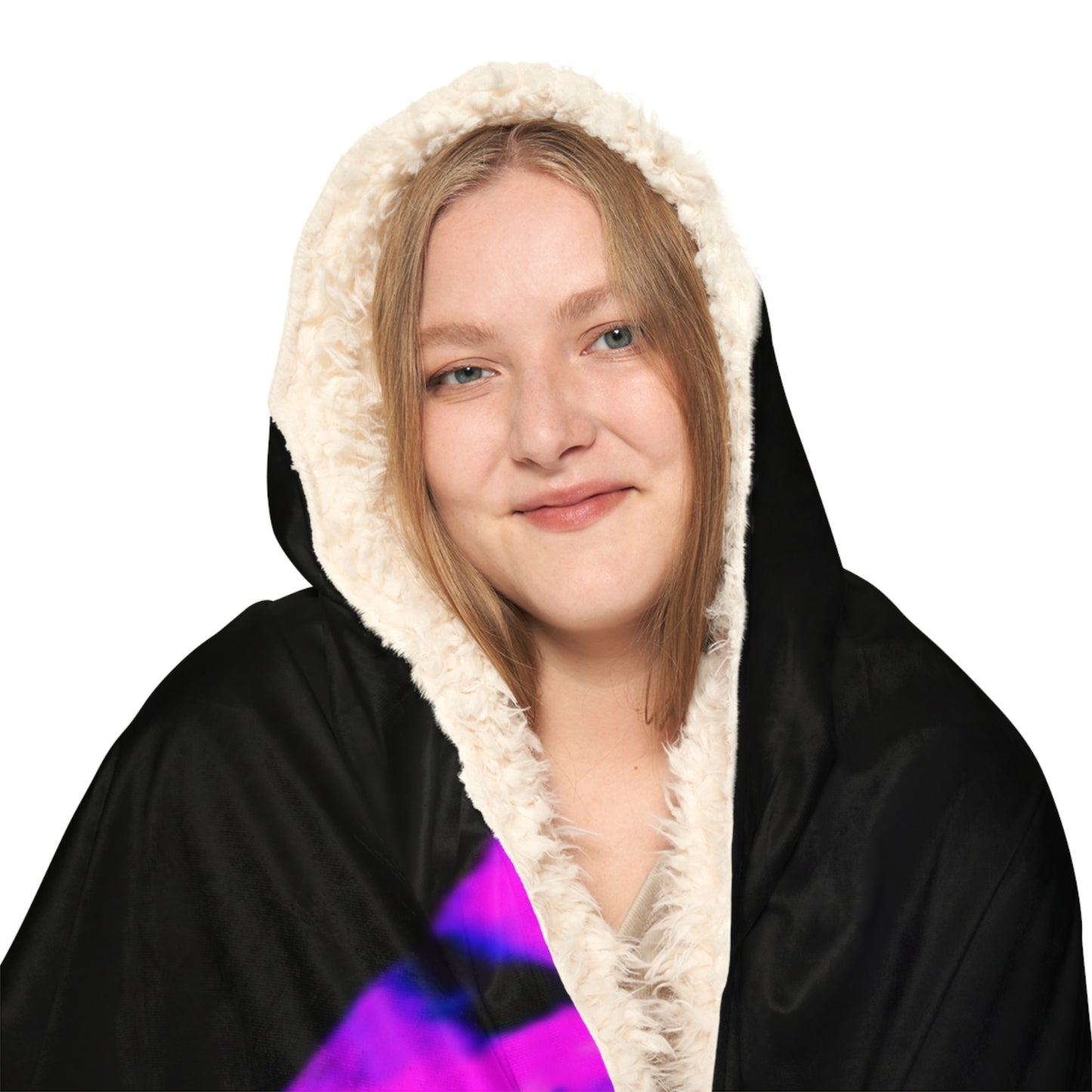 "Butterfly Carnival" - NEON Butterflies Art Hooded Snuggle Blanket