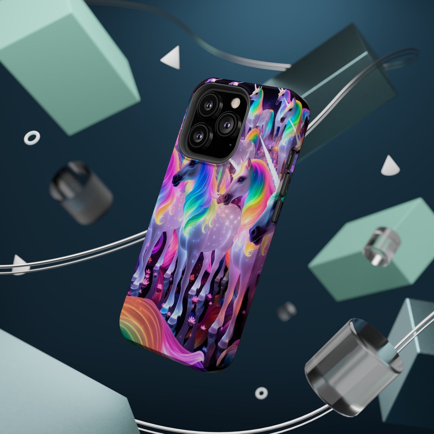 Neon Wonderland Unicorns Neon Unicorns Premium Art Magsafe Magnet Tough IPhone 13 14 15 Pro Plus Max and Mini in Matte and Glossy Phone cases