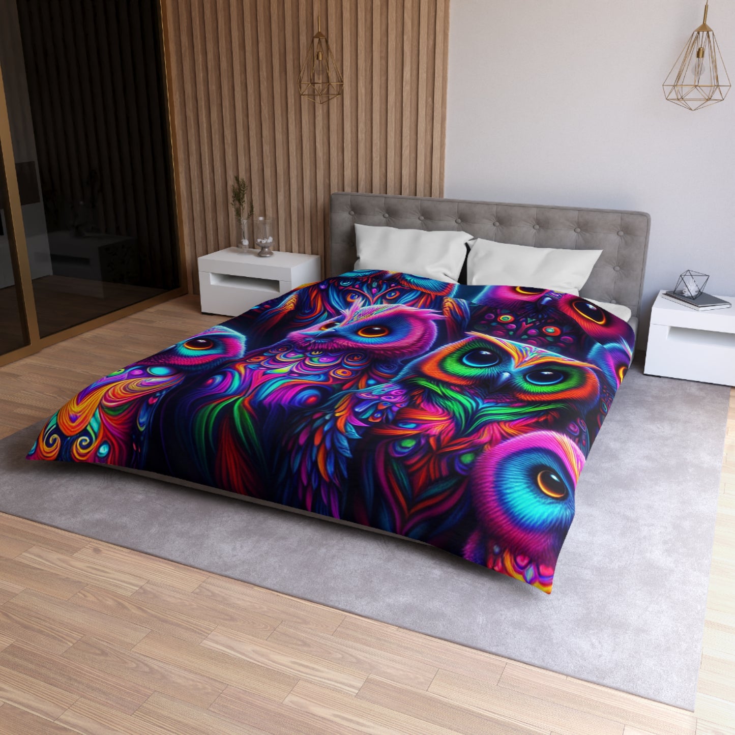 Giovanni di Saraco - NEON Owls Microfiber Duvet Cover