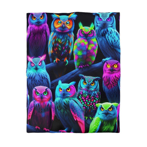 Giovanni Veronese - NEON Owls Microfiber Duvet Cover