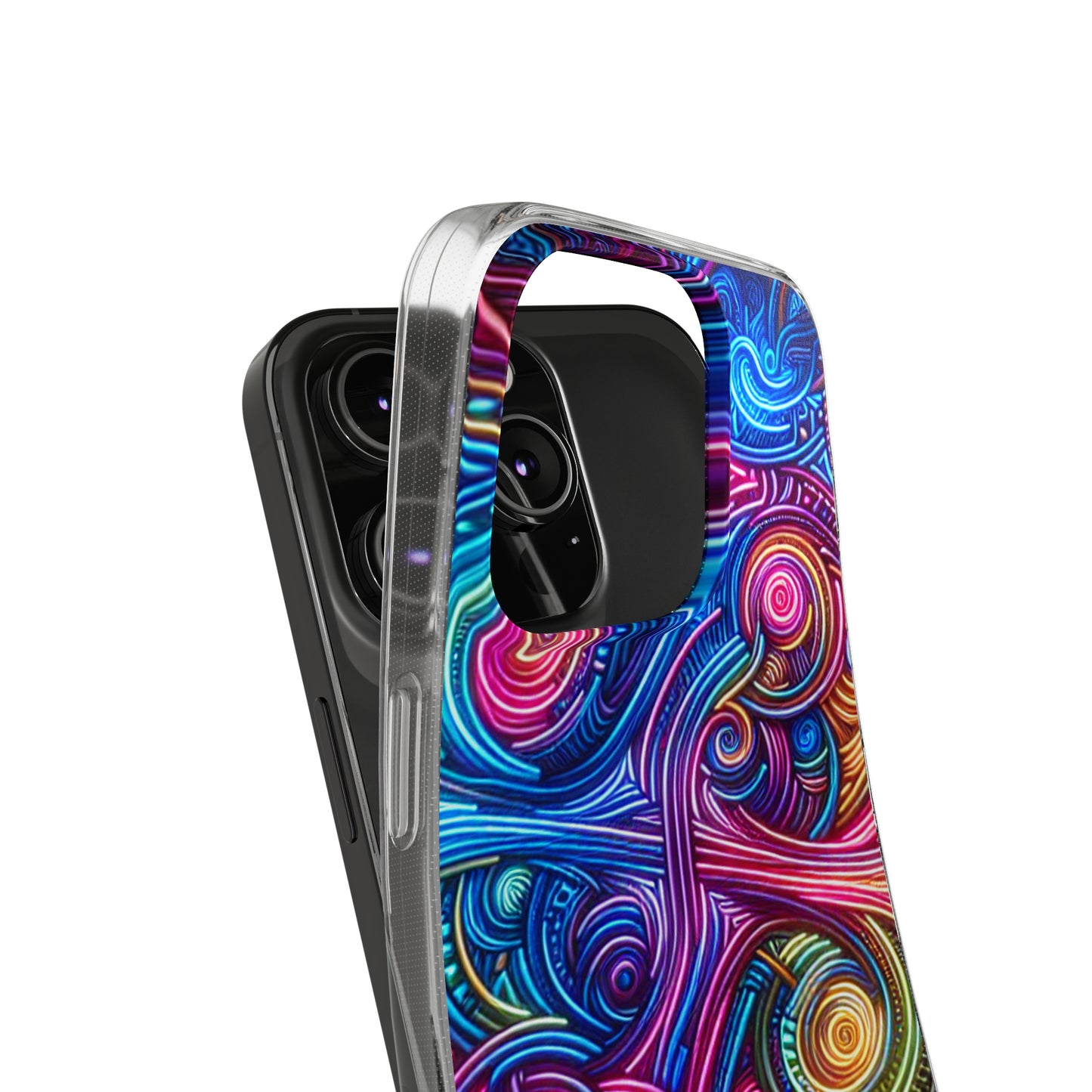 Vibrant Trippy Neon Infinity Ripples. Infinity Patterns Art Polycarbonate Phone Case Samsung Galaxy s21 s22 Google Pixel 6 Iphone 11 12 13 14 Pro Max Mini Plus