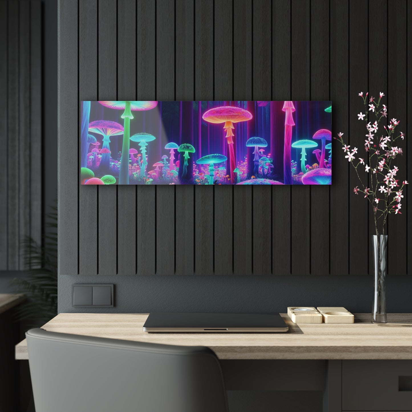 Neon Fungal Fantasy. Mushrooms 1/4" Glossy Acrylic Art