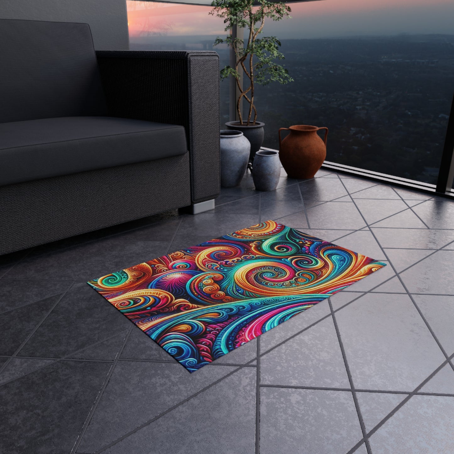 Vibrancy of the Cosmos. Infinity Patterns Outdoor Rug