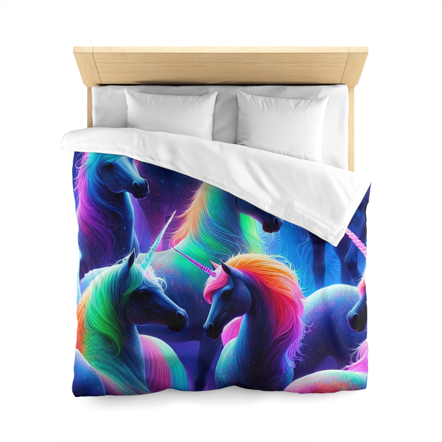 Ambrosius da Vinci - NEON Unicorns Microfiber Duvet Cover