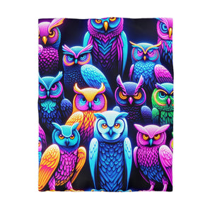 Alonso da Prado - NEON Owls Microfiber Duvet Cover