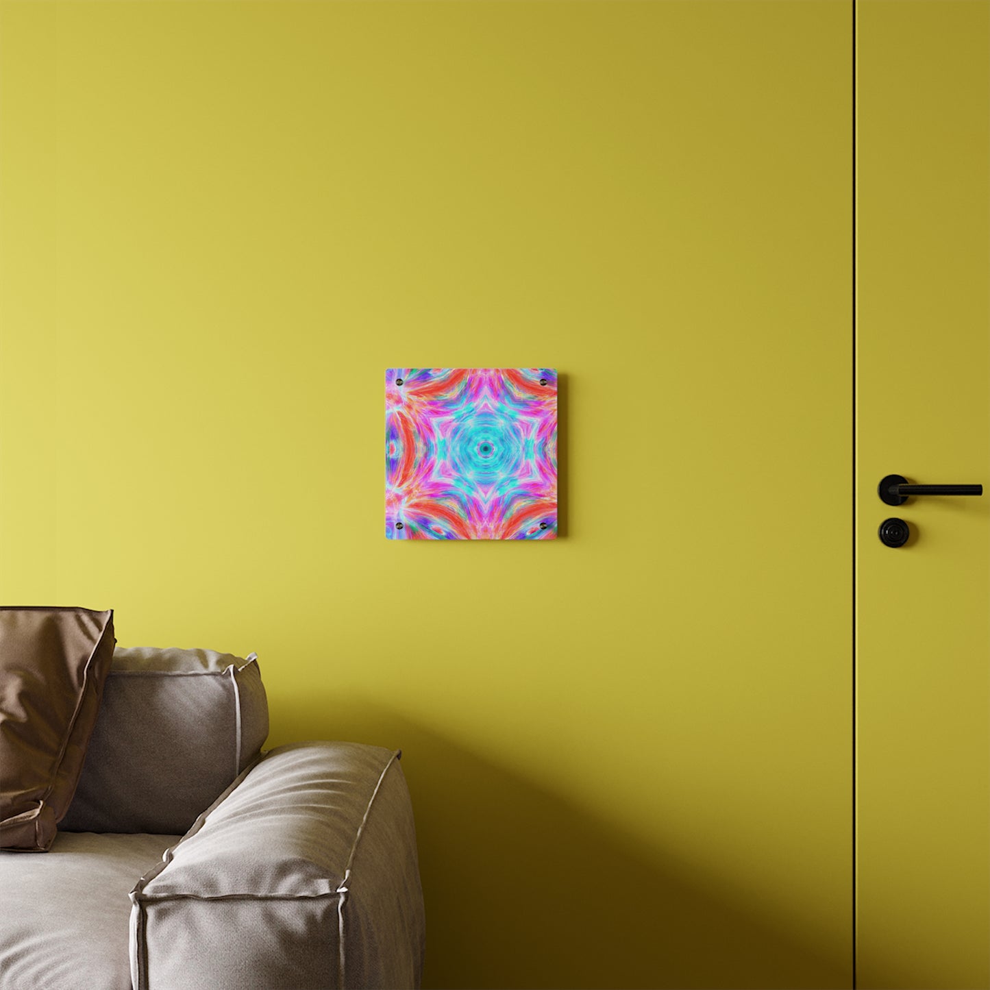 Neon Vortex Trippy Infinity Patterns Acrylic Art Panel