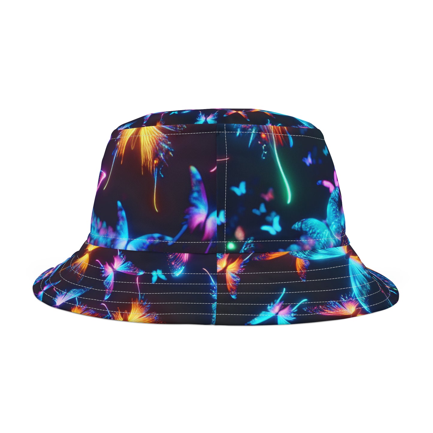 "Illuminated Flutter" Neon Butterflies Bucket Hat