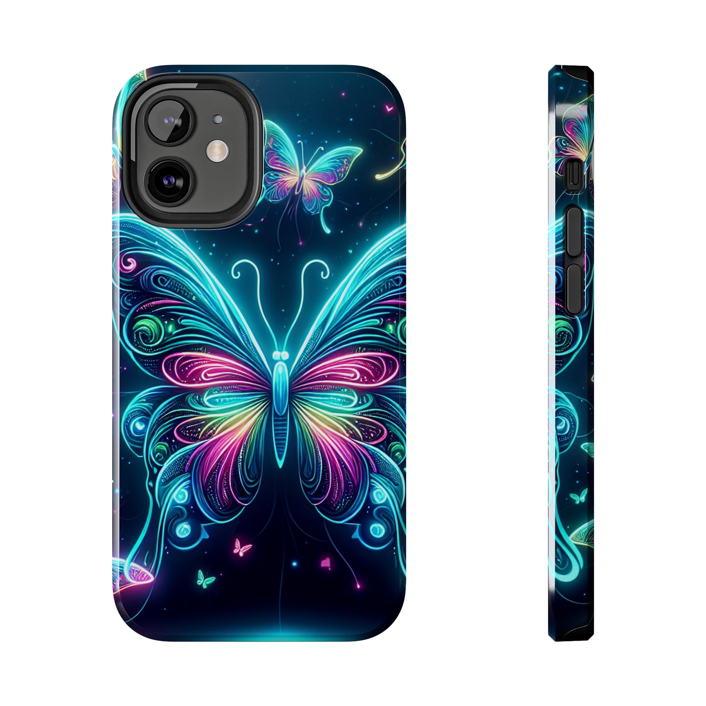 "Neon Butterfly Glo-Rama" NEON Butterflies Tough Phone Case Iphone 6 7 8 9 10 11 12 13 14 SE X XR XS Pro Max Mini Plus